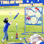 2-In-1 Football & Baseball Toss Target Games For Kids 4-8 8-12, 3-Hole Double-Sided Strike Zone With T Ball Set And Ball Launcher For Toddlers, Indoor Outdoor Toys Backyard Sport Gifts For Boys