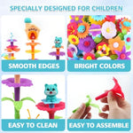 Flower Garden Building Toy For Toddler - Birthday Gifts For Preschool Kids Age 3-5 5-7 Years Old, Educational Stem Set With 140 Pieces, Girls Stacking Pretend Play Gardening Kit