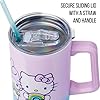 Sanrio Hello Kitty and Friends Featuring My Melody, Kuromi, and Pompompurin Rainbow Ombre Stainless Steel Tumbler with Handle and Straw, Fits in Standard Cup Holder, 40 Ounces
