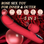 Womens Sex Toys Thrusting Vibrator, Thrusting Dildo G Spot Vibrator Clitoral Stimulation Rose Sex Toy With 7 Licking & Thrusting Vibration Modes,Rabbit Vibrators Adult Sex Toys For Women Couples