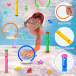 20 Pcs Pool Diving Swimming Toys For Kids Diving Rings Sticks Gems Underwater Training Sinking Toys With Storage Bag For Summer Water Games Party Favors
