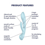 Triple Oh Vibrator Sex Toy | Adult Toys For Women | Multi Vibrator With 2 X 12 Vibration Modes | Vibrating Sexual Pleasure Device | Stimulation Vibrators | Female Wellness Tools (Blue)