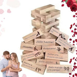 Lust Tower Game For Adult, 48Pcs Spanish Naughty Block Tower Game, Wooden Tower Stacking Blocks, For Valentine Tumbling Tower Stacking Blocks, Couples Date Night Games