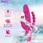 3 In 1 Realistic Dildo Bendable Rabbit Vibrator Anal Beads Women Adult Sex Toys10 Vibration Modes G-Spot, Clitoral, Anal Stimulation For Couples, Women