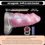 2 Knotted Dragon Penis Enlarger Extender Sleeve 5.9’’ Wearable Pink Dog Knot Hollow Dildo Cock Sleeve With 2 Supporting Keels Reusable Soft Silicone Wolf Penis Sheath For Men Couples Adult Sex Toys