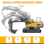 Remote Control Excavator Toys, 11 Channel 1:20 Rc Construction Vehicles, 680° Rotation Hydraulic Car Toys For 6 7 8 9 10 11 12 Year Old Boys Kids, Rc Truck Digger Toys Christmas Birthday Gifts