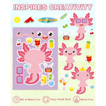 32 Sheets Axolotl Make-A-Face Stickers Mix 'N Match Crafts For Kids Axolotl Party Favors & Activities