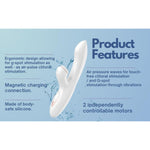 Vibrator Rabbit Pro+ G-Spot, Dual Motor Personal Massager With Air Pulse Technology, Body-Safe Silicone, Magnetic Charging