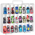 Double Sided Toy Storage Organizer Case For Hot Wheels Car, For Matchbox Cars, For Mini Toys, For Small Dolls. Carrying Box Container Carrier With 48 Compartments - Upgrade (Box Only)