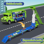 Kids Toys For 3 4 5 6 7 8 Years Old Boys, 3 In 1 Carrier Truck Transport Car Toys, Foldable 2 Track Truck Playset With 25-In Race Track, 6 Metal Toy Cars, Birthday Toy Gift For Toddler Boys Girls