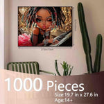 1000 Piece African American Girl Jigsaw Puzzle for Adults, Hip Hop Jazz Art