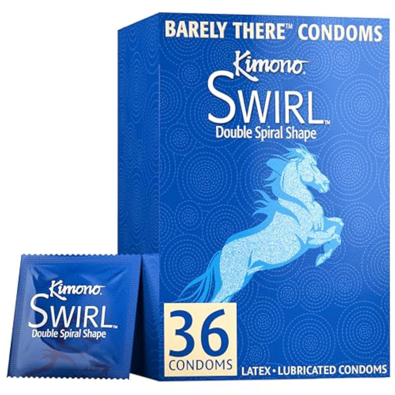 Condoms Pack Of 36 - Double-Helix, Twisting Shape, Condom Innovation, Extreme Sensations, More Comfort, Lubricated, With Reservoir Tip, Natural Latex Condoms, Vegan, No Latex Odor