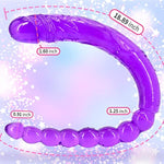 Double Ended Dildo 18.89 Inch Dong Anal Beads With Veins And Glans For Anal Vagina Stimulation Double Side Penis Cock Massager Sex Toy For Lesbian Men Women Purple