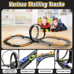 Slot-Car-Race-Track-Sets For Boys Kids, Battery Or Electric Race Car Track With 4 High-Speed Slot Cars, Dual Racing Game 2 Hand Controllers Circular Overpass Track, Toys Gifts For 6-8 8-12 Boys Girls
