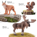 12Pcs Large North American Animal Figurines, Realistic Safari Woodland Jungle Animals Figures Toys Includes Crocodile,Wolf,Bear,Deer Cake Toppers Birthday Gift Party Favors Toys For Toddlers