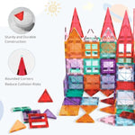 Magnetic Tiles Building Blocks With 2 Cars, 100Pcs Building Blocks Set, Preschool Children Educational Construction Toys, Stem Learning And Playing Toys, Magnet Tiles For Kids Ages Over 36 Months