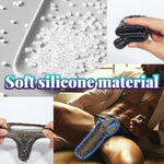 Penis Sleeve Threaded Reusable Enlarge Sleeves Thick Realistic Silicone Soft Cock Sheath Adult Sex Toys For Men Enlarger Girth Rings (Black)