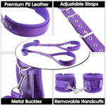 Sex Bondage Bdsm Kit, Bed Restraints Thigh Sling Spreader Straps Neck To Thigh/Ankle Restraint Bondage Submissive Gear, Open Leg Straps Sm Game Kinky Sex Toys For Women Couples Beginner (Purple)