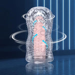 Lh- 3D Realistic Texture Spiral Tunnel Stroker Transparent Silicone Male Masturbator, Portable Penis Training Tool For Men With Multi-Layered Spiral Design, Waterproof & Easy To Clean