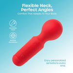Mini Wand Vibrator Sex Toy For Women - Flexible Head Small Vibrator Wand Massager With 10 Vibration Modes - 100% Waterproof, Cordless, Usb Rechargeable, Travel-Friendly Adult Toy (Red)