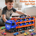 Kids Catapult Railcar Toys : Toy Truck For 3 4 5 6 Years Old Kids Boys | 78-Inch Race Track Transport Vehicle & 12 Die-Cast Metal Toy Cars | Toddler Truck Car Toys Set Gifts For Age 3-12 Years Old Kid