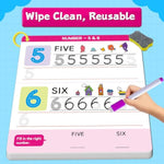Preschool Learning Activities - Reusable Handwriting Tracing Books For Kids, Prek Kindergarten Workbooks, Cvc Word Game, Numbers & Alphabet Educational Learning Toys For 3, 4, 5, 6 Year Old
