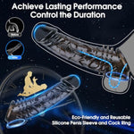 Reusable Penis Sleeve Cock Ring For Men, Soft Inner Textured Penis Extender Ring With Testicle And G-Spot Stimulation, Waterproof Male Sex Toy For Sex Toys For Men(Black)
