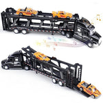 Transport Car Carrier Truck Toy Detachable Die-Cast Pull Back Play Vehicles Car Set For Kids With Lights And Sounds Sets Of 3 Black