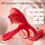 Vibrating Cock Ring Sex Toys For Men, 3 In 1 Couples Sex Toys Vibrator With Penis Ring, Clit & Perineum Stimulate, Remote-Controlled 10 Vibration Modes Male Sex Toy, Rose Sex Toy Adult Toys For Women