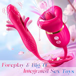 Vibrator Dildo Women Sex Toys - Mouth Rose Sex Toy Flapping G-Spot Vibrators With 10 Tongue Licking, Suction & Vibrations, Sucking Vibrator For Clit Nipple Anal Stimulation For Women Couples