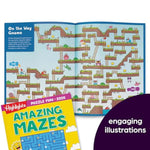 4 Pack Puzzle Activity Books for Kids Ages 6+, Mazes, Brain Teasers & Word Games