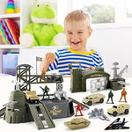 62 Pieces Military Base Set Army Men Toy Mini Action Figures Playset With Vehicles,Soldiers And Play Map Birthday Gifts For 3 4 5 6 7 8 Year Old Boys Girls Kids