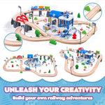 102Pcs Wooden Train Set For Toddlers, Wooden Train Track - Expandable And Changeable, Safe Educational Train Toys Gift For Boys & Girls Kids Ages 3-5 4-8, Compatible With All Major Brands