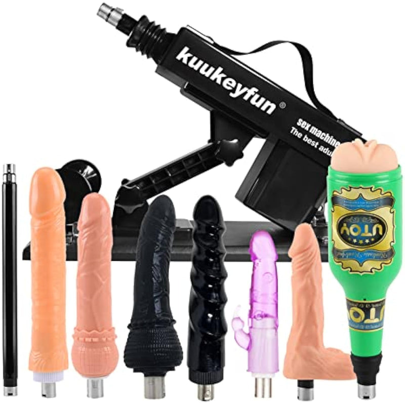 Thrusting Sex Machine, Automatic Dildo Machine For Women And Men, Adjustable Adult Sex Toys With Attachments (9 Piece Set)