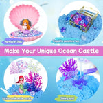 Sensory Bins For Toddlers,Sensory Toys Play Sand Art Kit With Sandbox & Sand Castle Molds & Tools,Indoor Outdoor Beach Toys For Boys And Girls Christmas Birthday Gift (Mermaid Paradise)