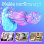 2.5" Diameter Silicone Fantasy Monster Knotted Dildo With Suction Cup, 7 Inch Realistic Thick Dog Knot Giant Dildo G-Spot Penis, 6" Wide Alien Blue Purple Anal Dildos Shower Sex Toy For Men Women Gay