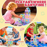 Magnetic Tiles Travel Toys For Kids 52Pcs, Airplane Travel Essential Activities Magnet Building Toys For Boys Girls 3-8 Road Trip ?Sensory Toy, Educational Gifts For Toddler 3 4 5 Year Old
