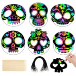 Day of the Dead Scratch Art Masks, 30 Pieces for Crafts and Parties
