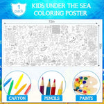 Under The Sea Large Coloring Poster for Kids 30 x 72 Inch