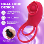 Vibrating Cock Ring With Rose Clitoral Stimulator–Premium Penis Ring Vibrator For Couples, Dual Rings For Enhanced Erection & Pleasure, Adult Sex Toys For Couples With Multiple Vibrations For Intimacy