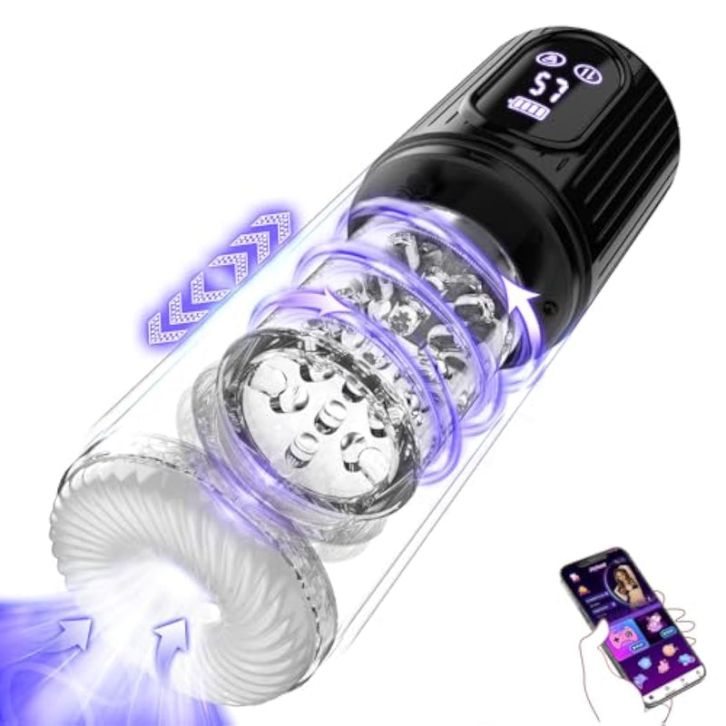 Male Masturbator Penis Pump - Male Sex Toys For Men Sex Toy Pocket Pussy Lcd With App Stroker Adult Toys Vacuum Pumps & Enlargers With 7 Thrusting 7 Rotating 5 Sucking Modes