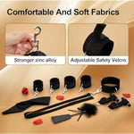 Bdsm Bondage Restraints Set - 7Pc Sm Kit With Adjustable Collar, Wrist & Ankle Cuffs, Tickle Blindfold & Door Swing For Couples, Bedroom Play, Sensual Games For Men And Women Sex Toys