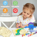 Dinosaur Wooden Painting Kit for Kids Ages 4-8, Includes Paints and Brushes