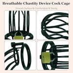 Male Cock Cage Chastity Device - Metal Chastity Locked Cage For Men With 3 Different Sizes Rings Adult Sex Toy For Men Penis Exercise Lock And 3 Keys Included | Black