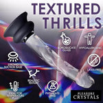 Pleasure Crystals 7" Glass Dildo With Silicone Base For Men, Women & Couples. Realistic Texture, Includes Removable Silicone Suction Cup, Ideal For Temperature Play. 2 Pieces, Clear.