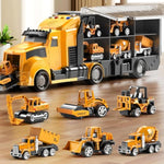 Construction Trucks Toy Set With Play Mat, Carrier Truck Play Vehicles Set For 3 4 5 6 Years Old Boys Kids, Die-Cast Car Toy For Toddlers 3-4 Years, Birthday Gifts Toys For 3-9 Year Old Boys