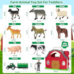 Farm Animals Toys For 1 2 3 4 5 Year Old Toddlers Girls Boys, Big Red Barn Farm With Figures Animals And Tractor Toy For Kids, Farm Playset Educational Learning Toys, Ideal Christmas Birthday Gifts