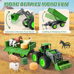 Remote Control Tractor Toy, Kids Rc Tractor Set With Truck & Trailer And Light/Loading/8 Wheel, 2.4 Ghz Rc Farm Vehicle Toys, Animal Farm Kids Toy For 3 4 5 6 7 8 9 Year Old Boys Girls Birthday Gift