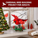 Northern Cardinal Building Block Set, Male Northern Cardinal Fly In Winterberry Plant Bush, Red Bird Figurine, Ideal For Home And Office Décor, Christmas Toy Gift For Kids, Adults