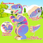 Dinosaur Toys For Kids 3-5,Wooden Magnetic Dino Take Apart Building Blocks Toys For Fine Motor Skills & Creative Play,Christmas Stocking Stuffers Gifts For Toddler Boys Girls